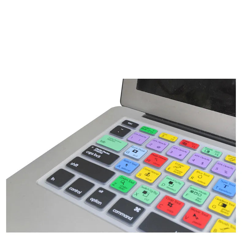 Adobe Illustrator keyboard shortcut silicone cover for MacBook Pro Air, measures 28.7 x 11.9 cm, non-Apple branded