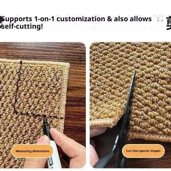 Woven polypropylene floor mat in camel, square shape, non-slip, available in sizes from 20x30cm to 140x200cm