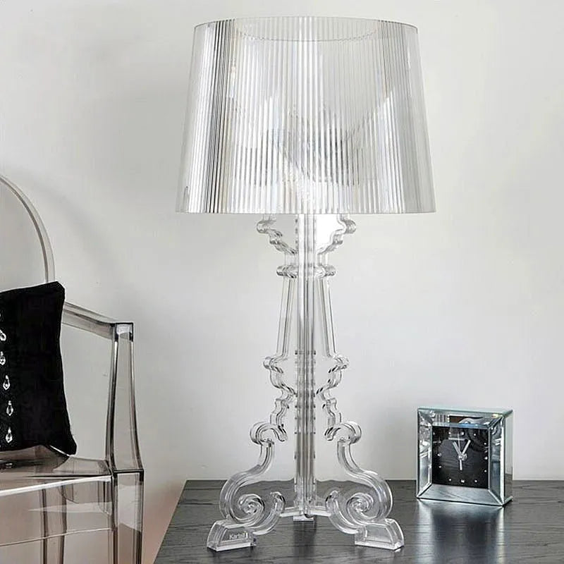 Nordic acrylic desk lamp 240 x 480mm in small black finish on a bedside table