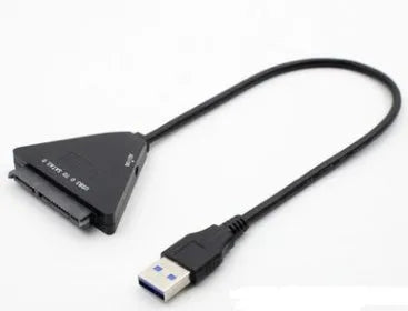 Black USB3.0 to SATA 7+15 pin hard drive adapter cable for external storage access