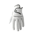 Men's white half sheepskin golf glove showing non-slip palm and casual design.