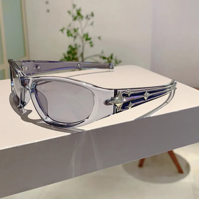 Outdoor sports sunglasses with special-shaped polycarbonate frame and lenses in a choice of six colour styles.