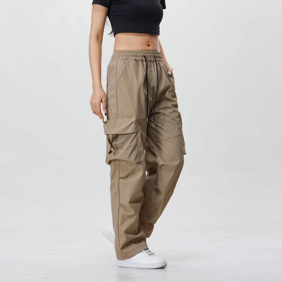 Mountain retro workwear waterproof trousers in black, gray green, or khaki, mid waist, sizes M to 4XL