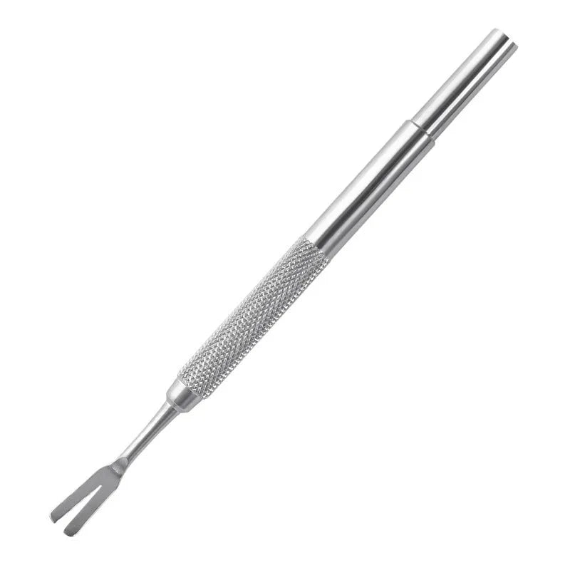 Stainless steel tick removal tweezers with pointed tips for pet tick extraction