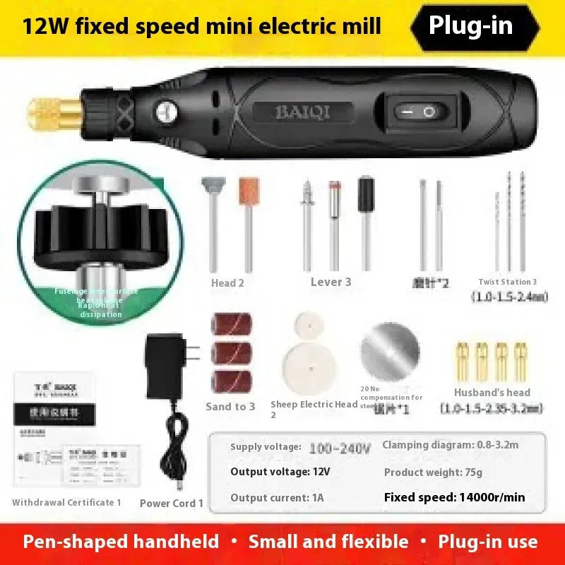 Handheld right angle grinder for weld seam grinding with 12W motor