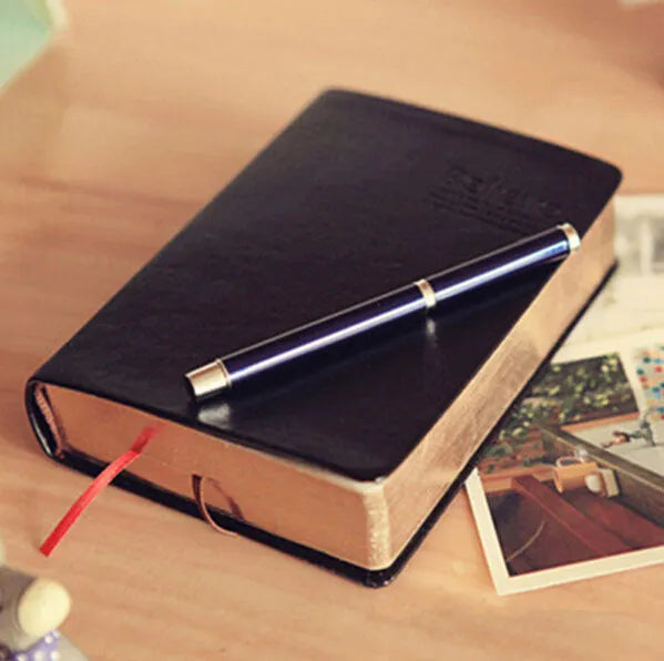 Large thick leather Phnom Penh notebook, 17 x 12 cm, 480 pages, Gold or White cover