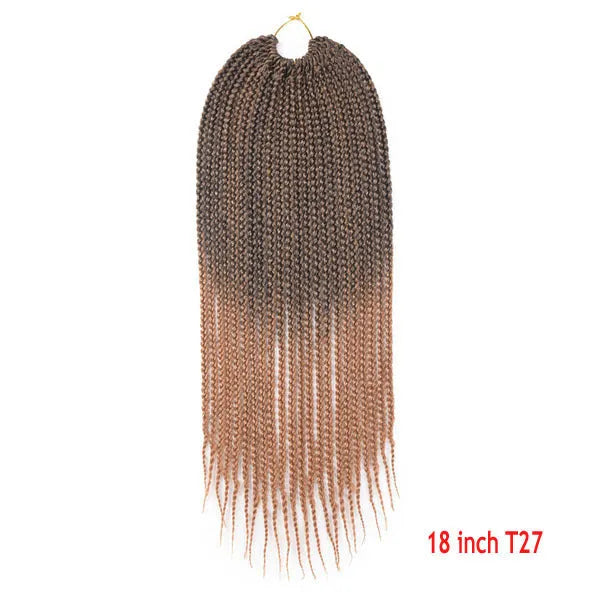 Crochet hair Senegal box braids extension in 14, 18, 22 inch lengths, colours 1B T27 T30 Tbug #2 #4, domestic silk