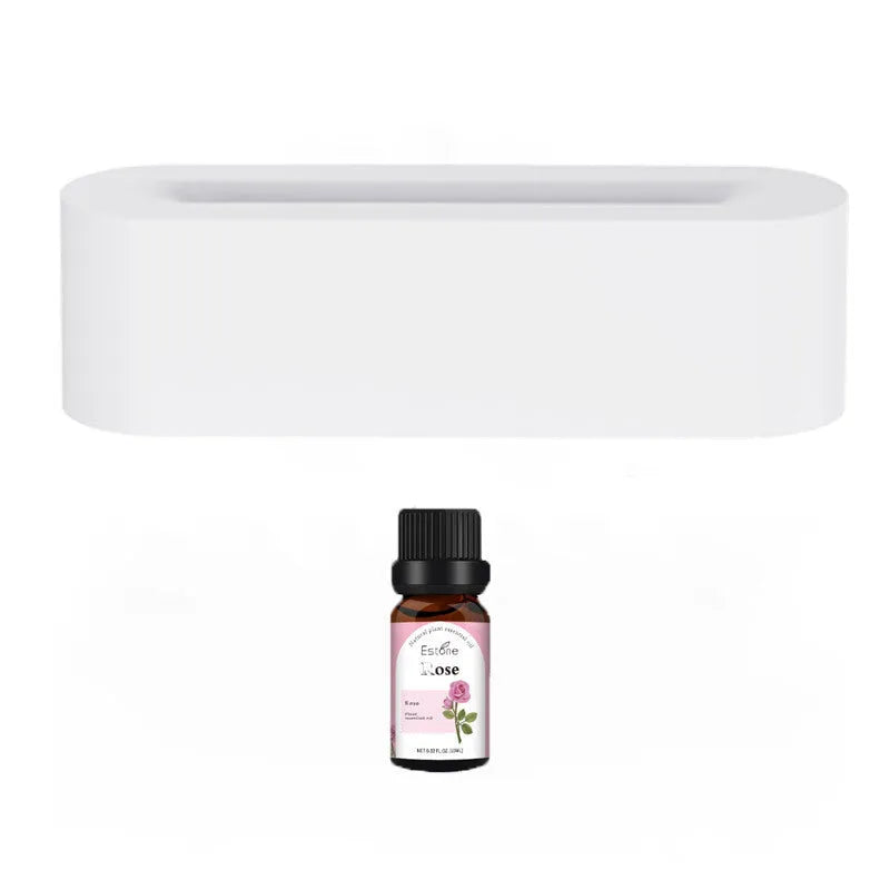 White square DQ709 flame aroma diffuser humidifier with glowing orange flame effect and water mist.