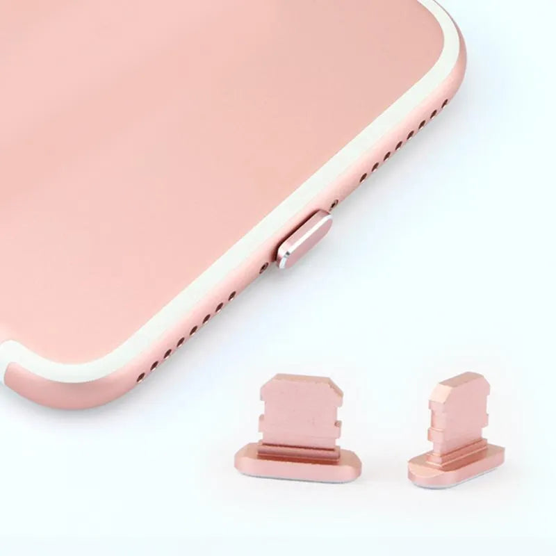 Aluminium alloy iPhone charging port dust plug in metallic gold colour