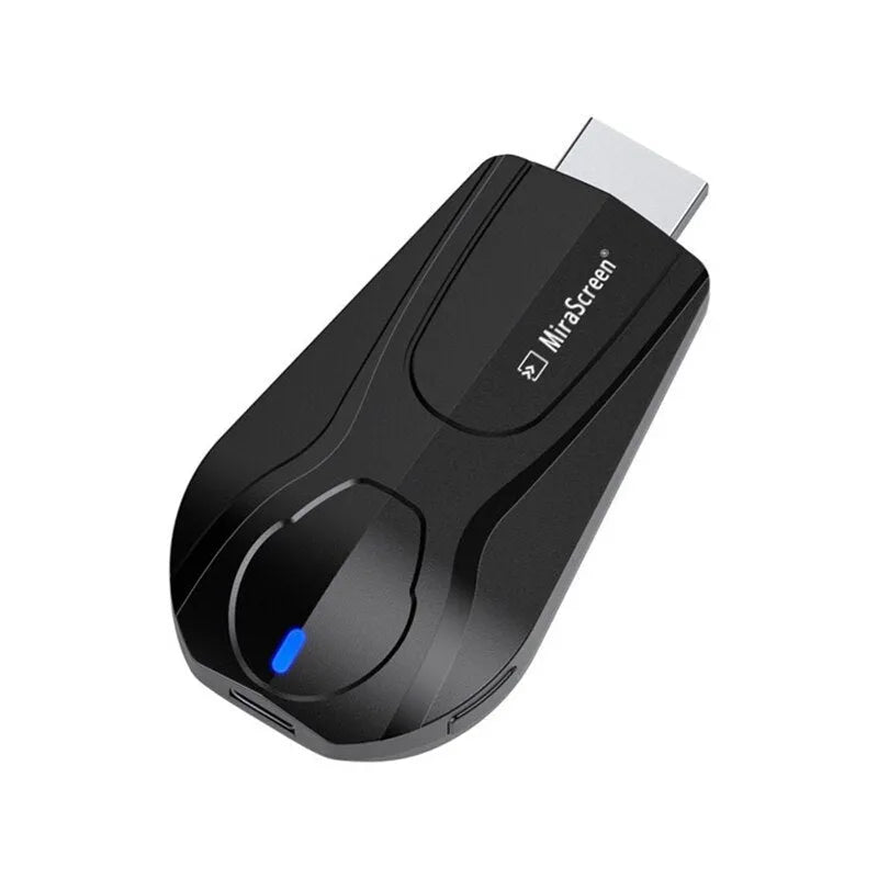 Black wireless screen player device for connecting smartphones to TVs via HDMI