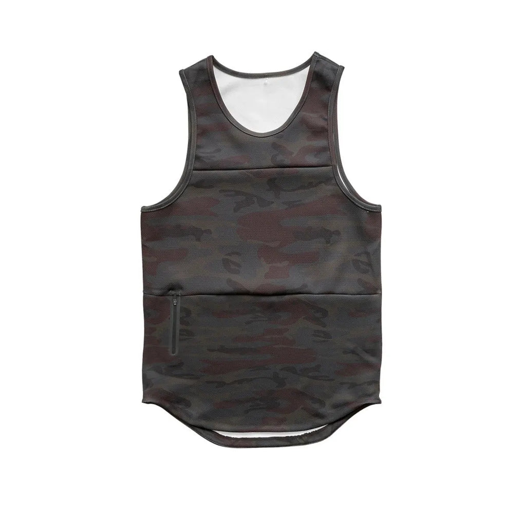 Men's quick-dry sports vest in black, cotton-polyester blend, summer fitness top