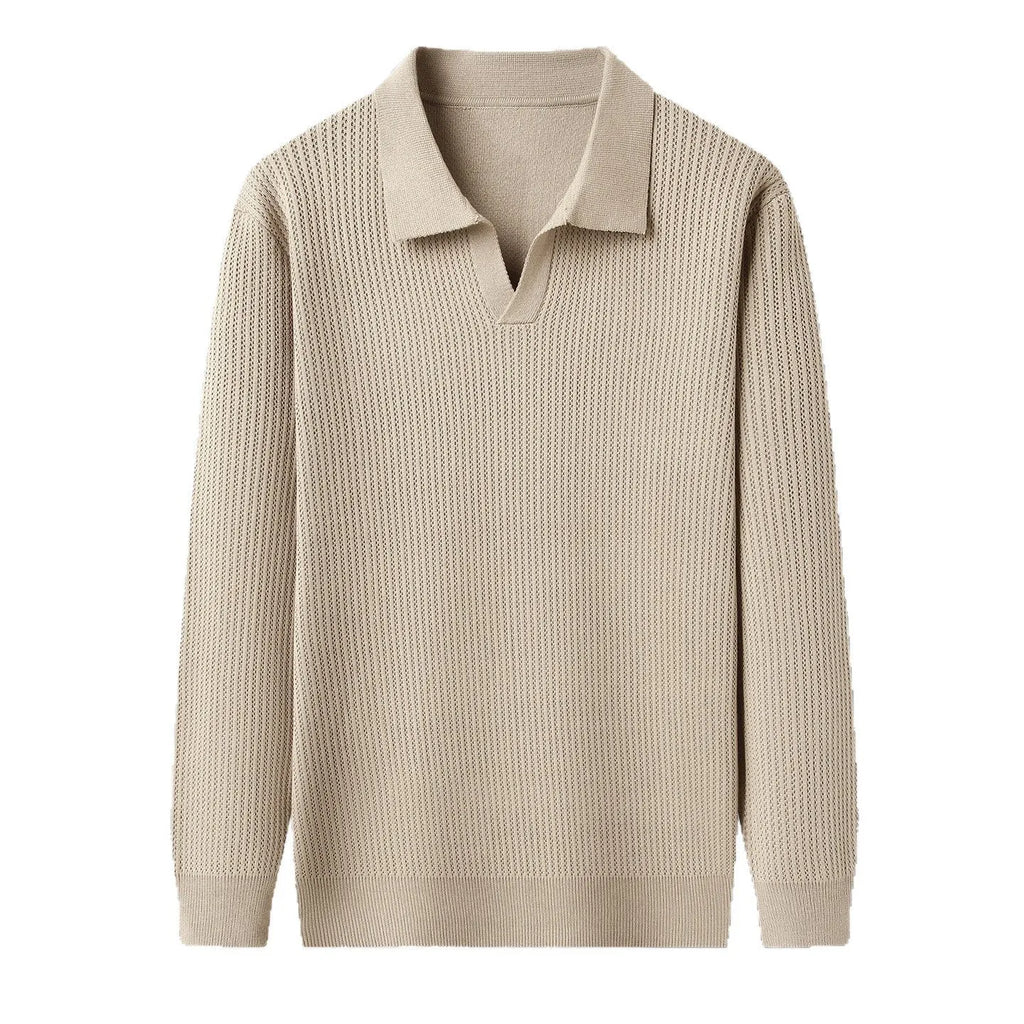 Men's loose fit casual pullover sweater in autumn colours on hanger
