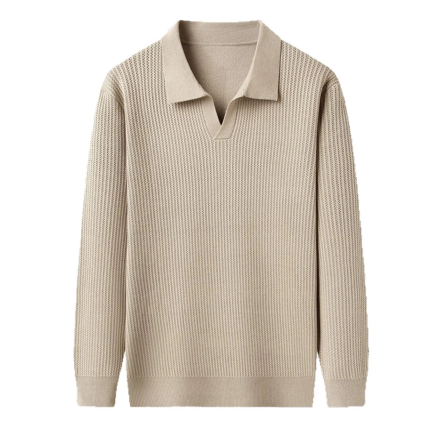 Men's loose fit casual pullover sweater in autumn colours on hanger