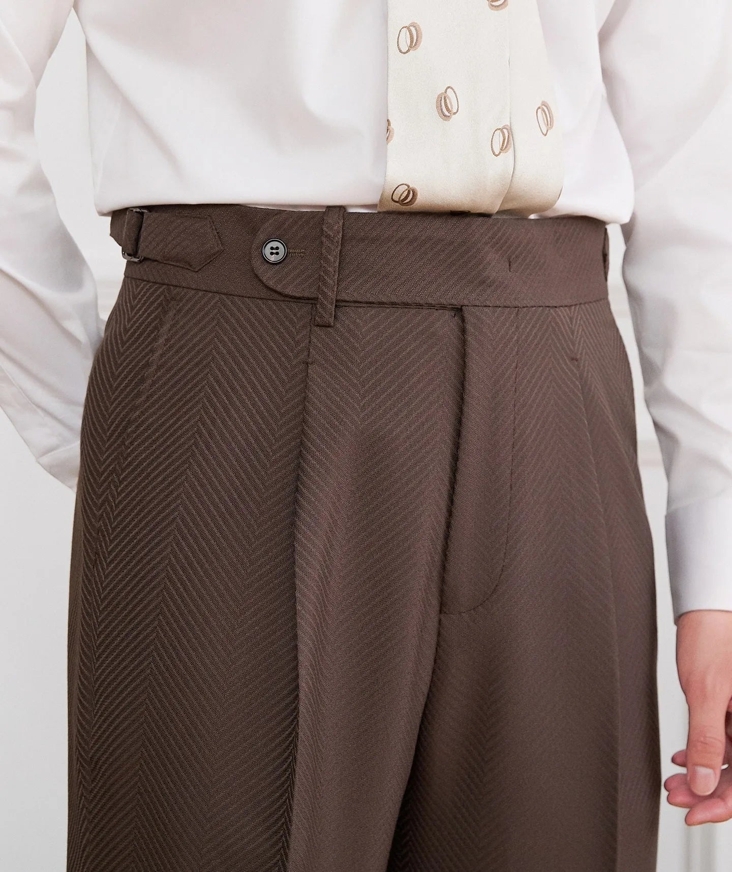 Non-iron high waist straight trousers in Black, side view showing straight leg and zipper fly