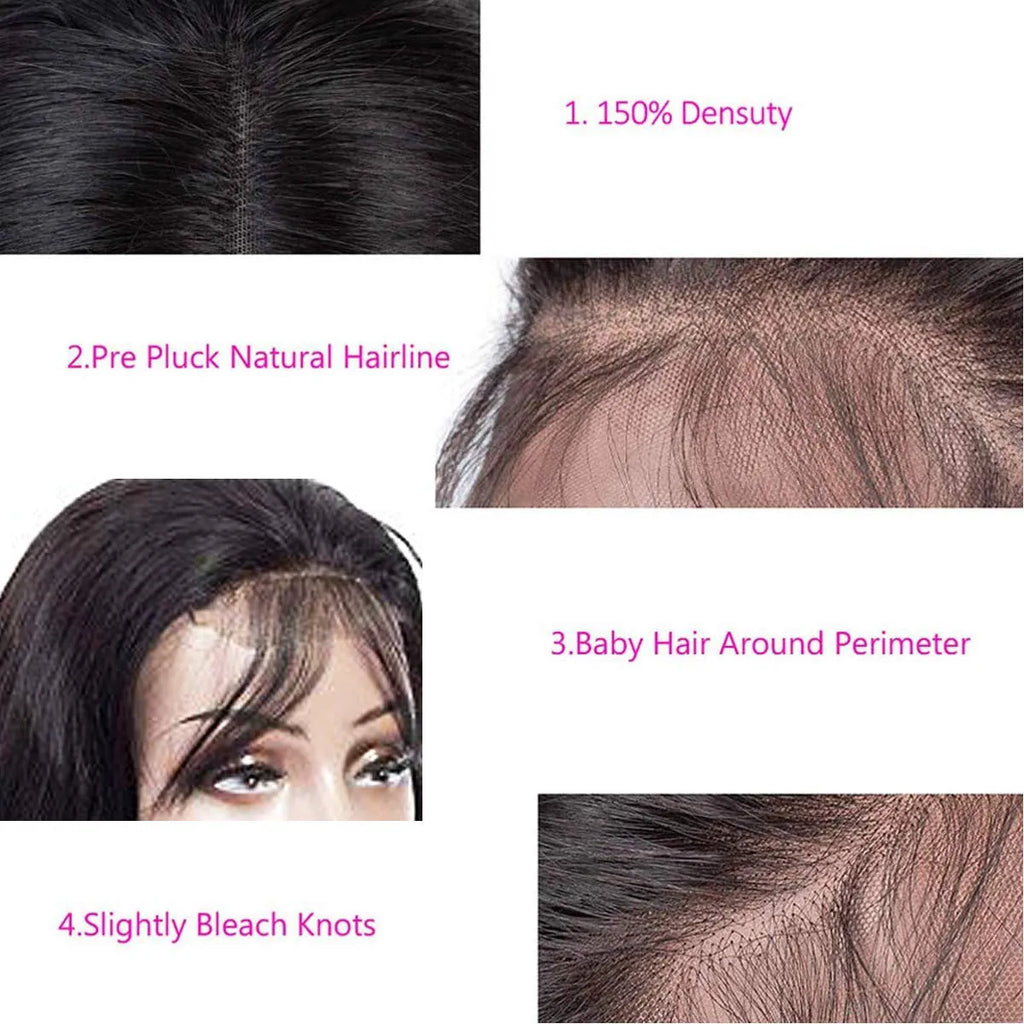 Natural human hair wig in black colour machine-made construction medium length ladies wig