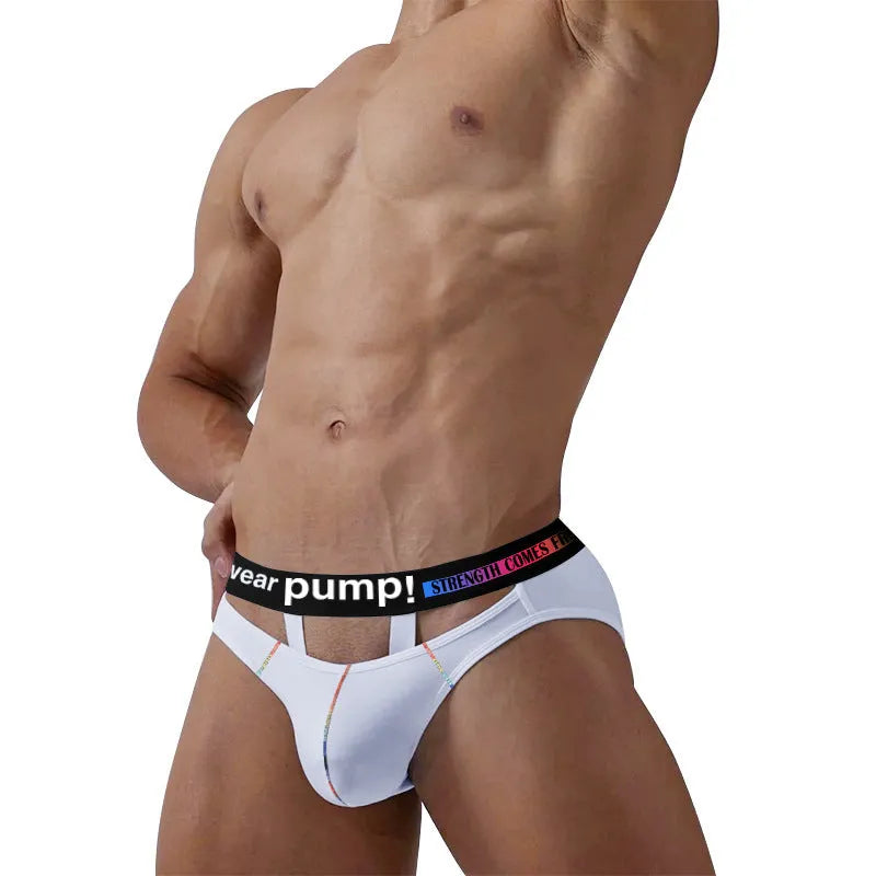 Men's solid colour modal low-waist briefs in black, laid flat.