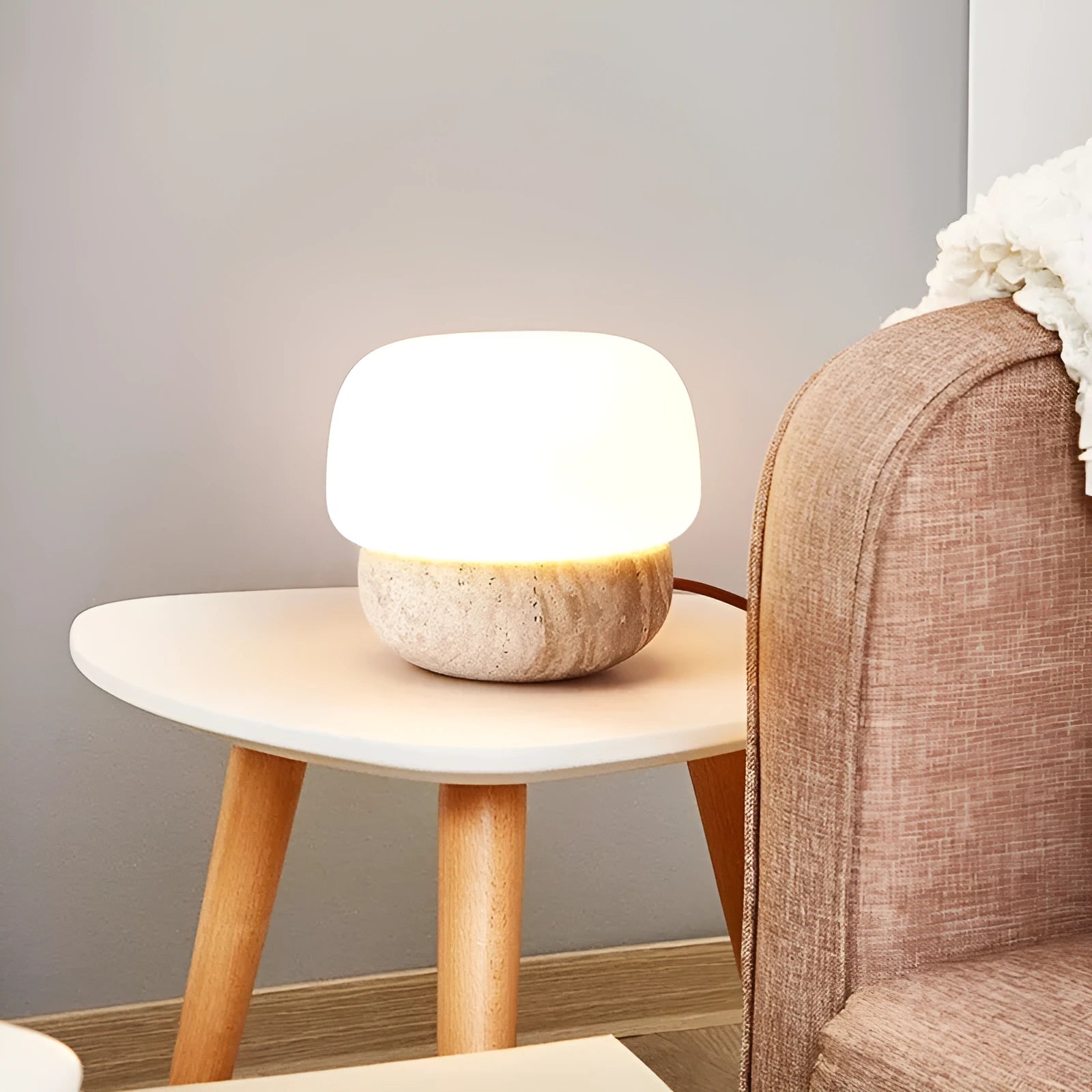 Cream colour retro creative bedside lamp with warm bulb measuring 18x17cm