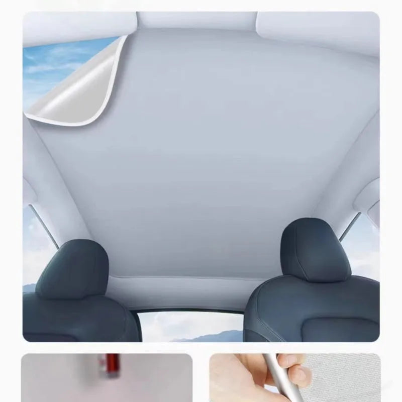 Silicone electrostatic adsorption car sunshade with plaid pattern in black colour