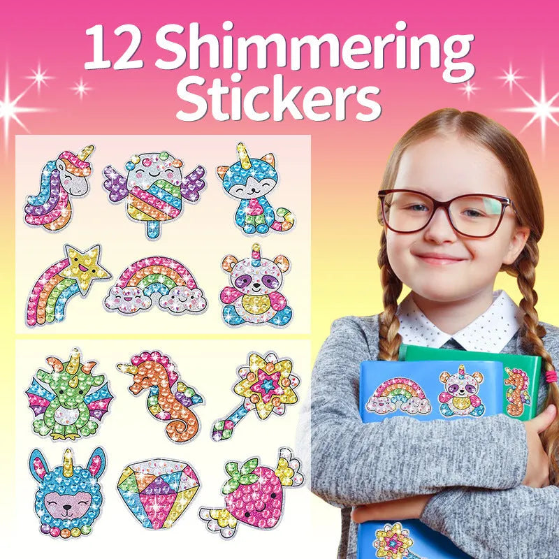 Plastic diamond sticker fridge magnet set in colour box 25cm by 20cm by 4.8cm