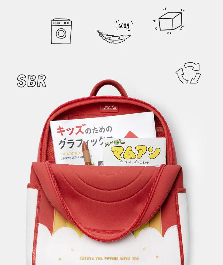 Children's spine care schoolbag small 20L polyester cartoon cute design in rainbow colour