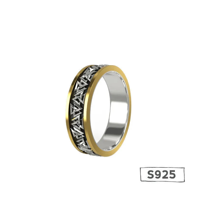 925 silver Viking knot ring for men with bronze finish, geometric design, US size 8