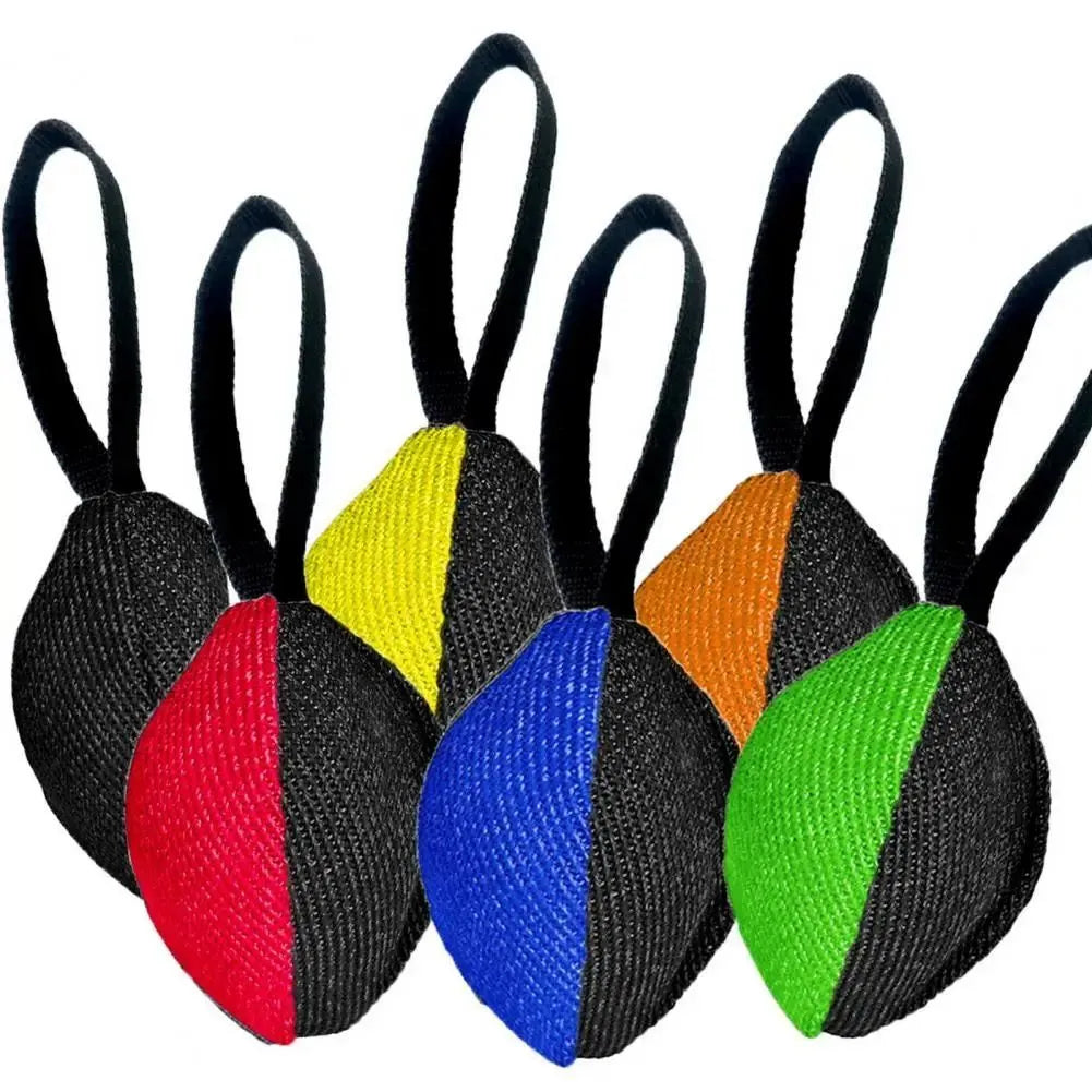 Linen tug toy with T-shaped pull tab, handcrafted in Europe from heavy-duty French linen, 14x11cm, available in blue