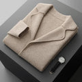 Men's cashmere cardigan knitted jacket in loose fit casual style showing colour options