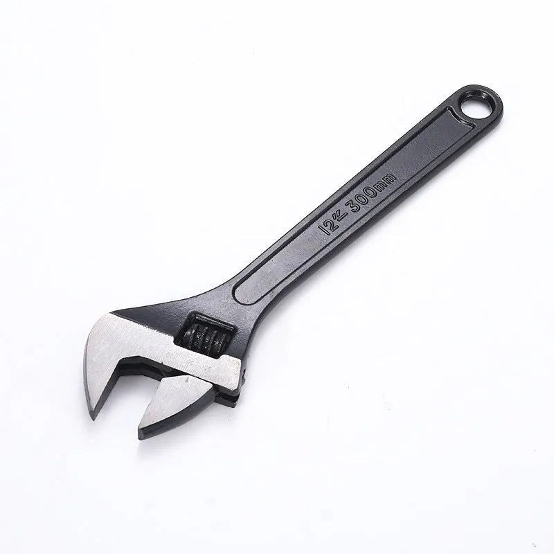 High carbon steel adjustable open-end wrench showing adjustable jaw mechanism and ergonomic handle.