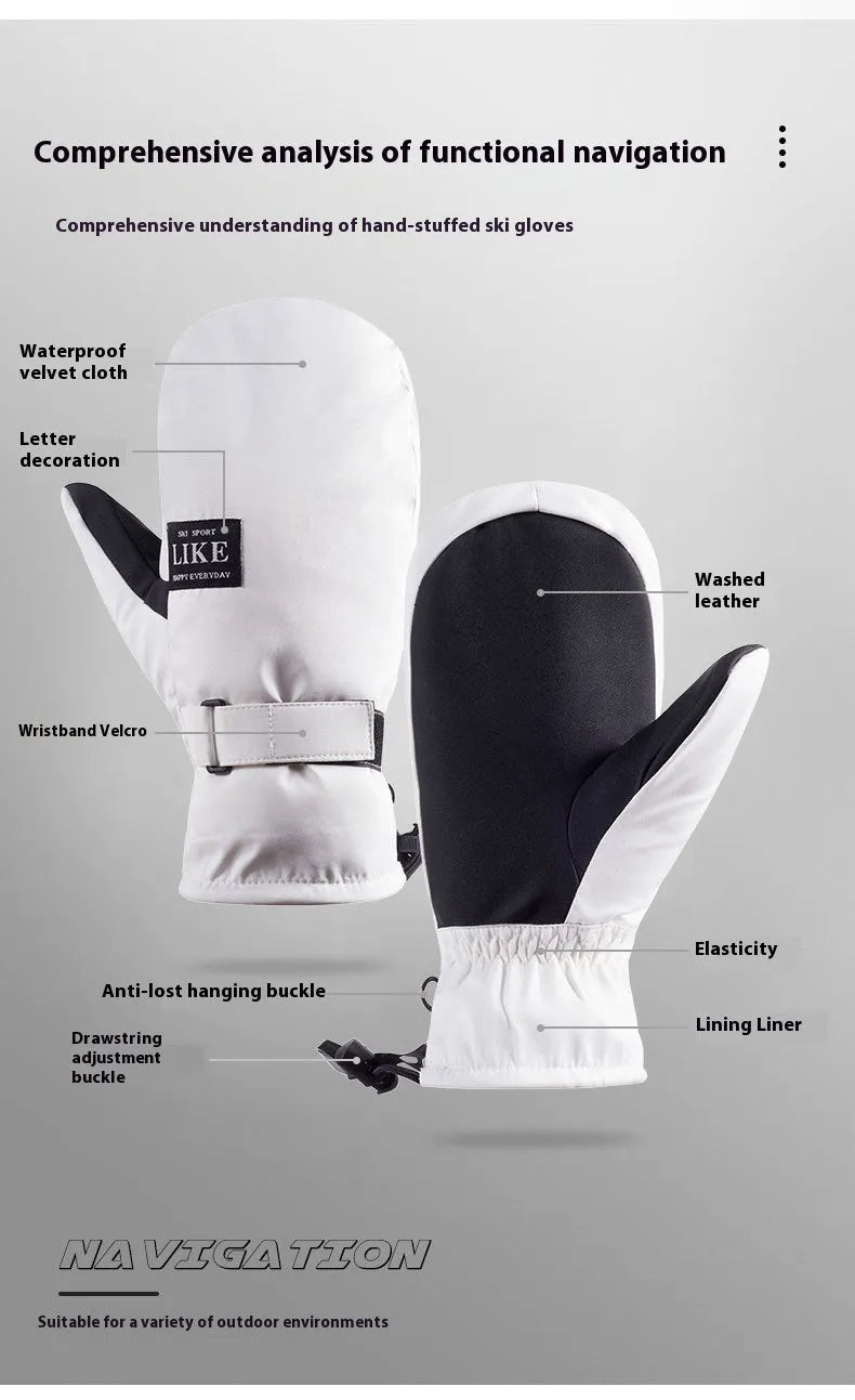Black cycling mittens with touch screen compatible fingertips for winter riding