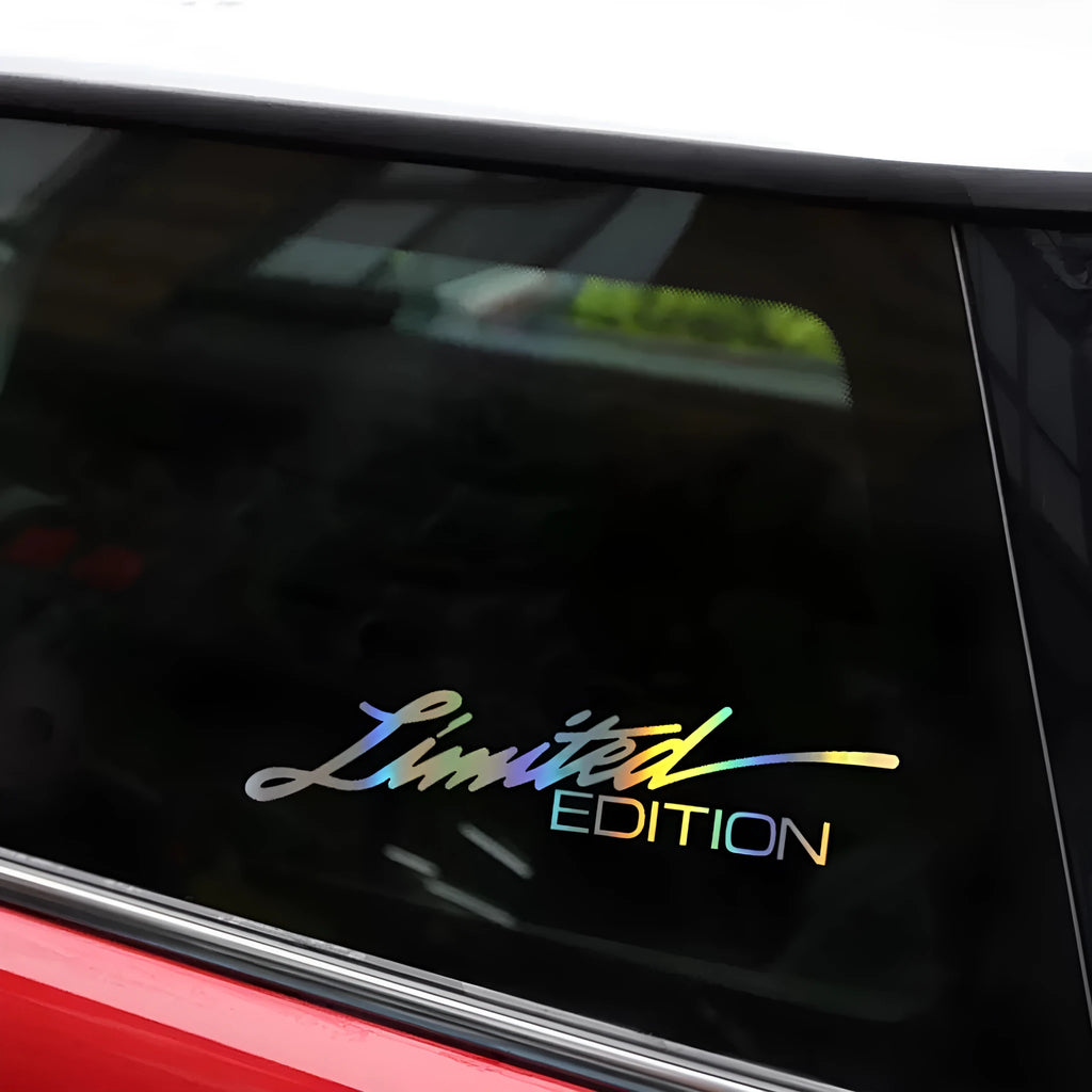 Black laser reflective car sticker with text style graphics on PET material