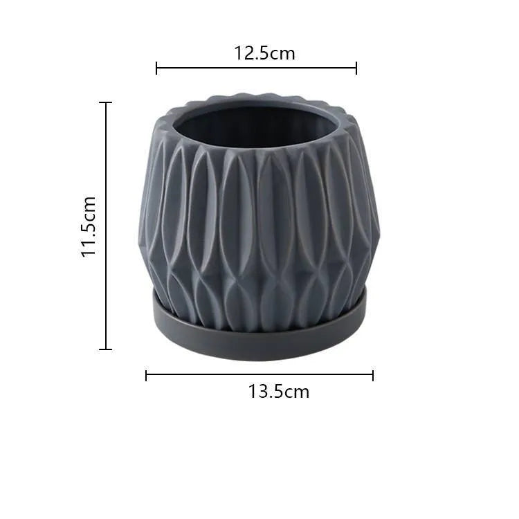Grey ceramic tabletop flowerpot medium size simple style plant container