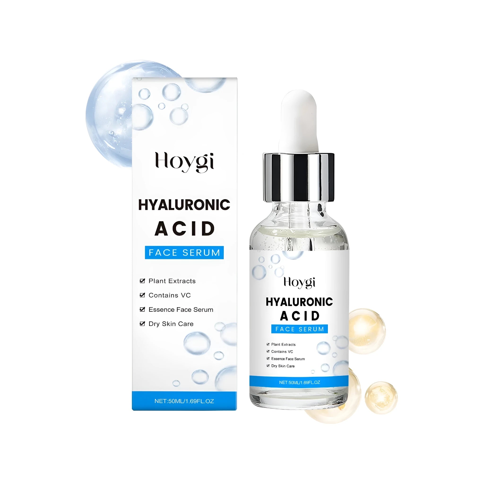 50ml hyaluronic acid vitamin C face serum bottle with dropper