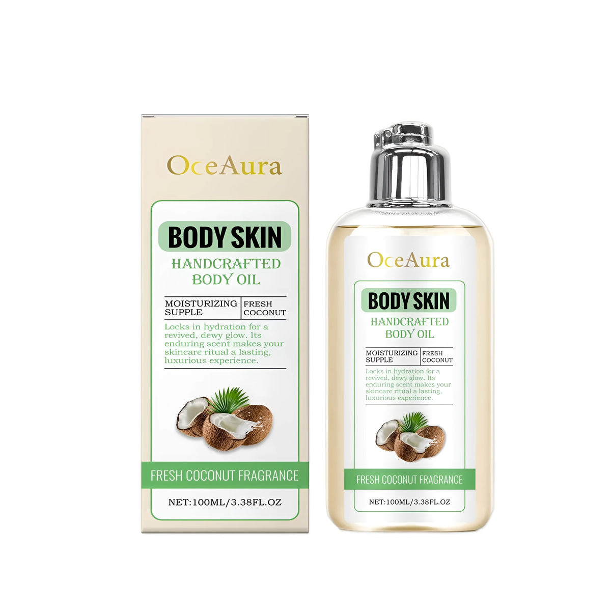 100ml coconut body care oil bottle with glycerin and vitamin E for moisturising and massage