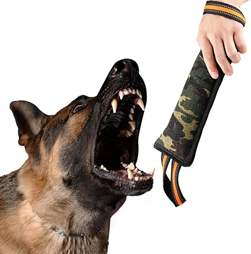 Yellow-edged reflective jute dog training bite stick measuring 55cm in length