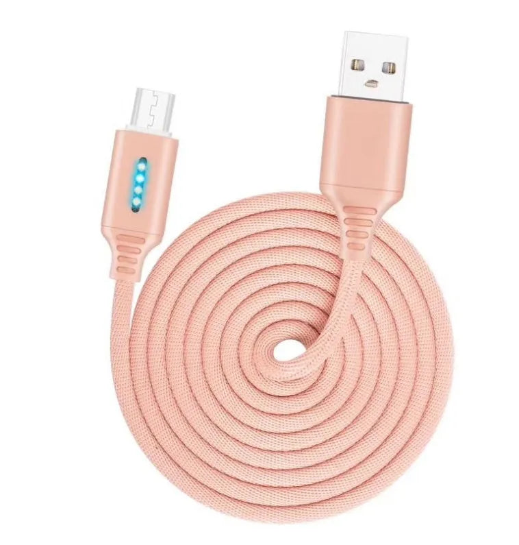 Black fabric weave USB fast charging cable with Android connector, 1 metre long.