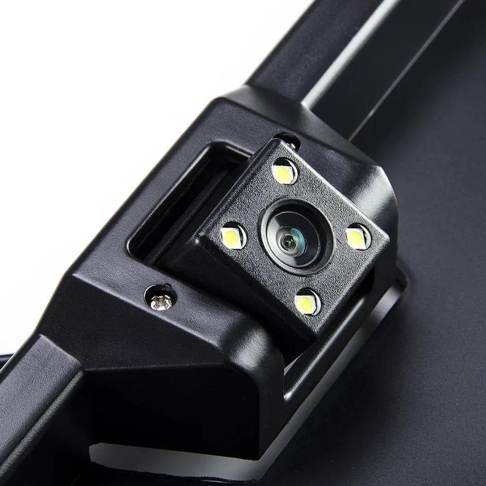 European license plate reversing camera with 4 LED lights for night vision, black colour, CMOS sensor