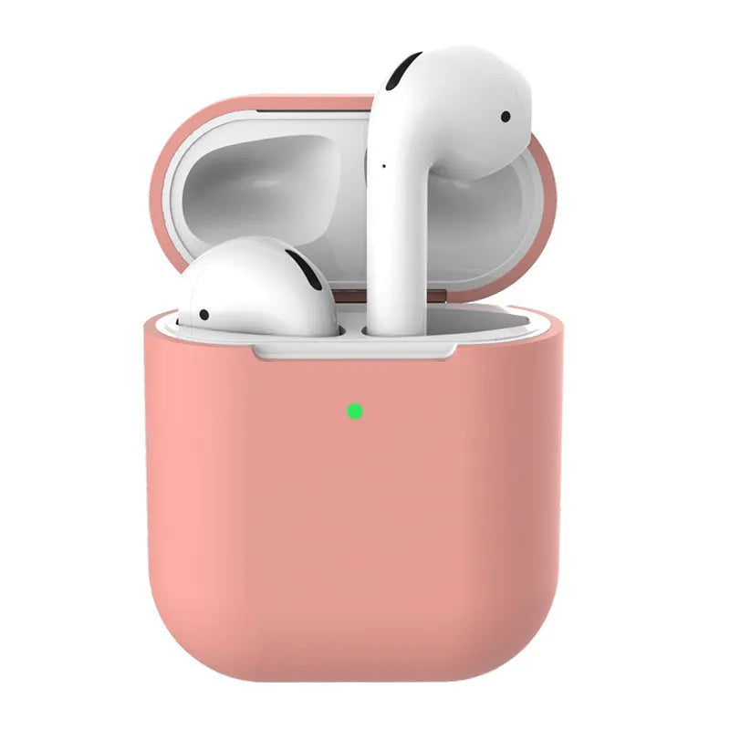 Silicone clamshell protective case for Apple AirPods 2 in multiple colour options.
