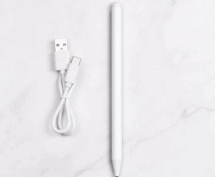 White PH25 Capacitor Pen stylus for iPad 2018-2019 models with 1.0mm fine nib and aluminium alloy body