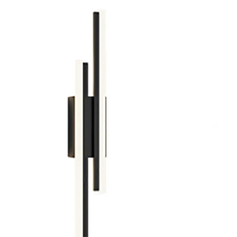Scandinavian minimalist acrylic LED wall light in black or gold finish on a modern interior wall.