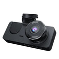 Black HD 1080P car dashcam with touch screen for front and rear recording