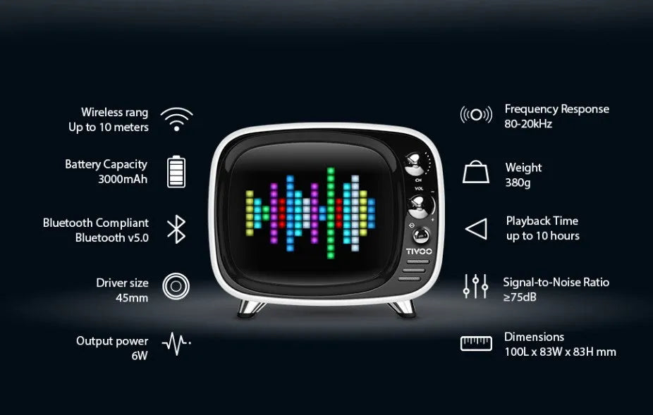 Portable Bluetooth speaker and alarm clock unit with LED display in multiple colour options