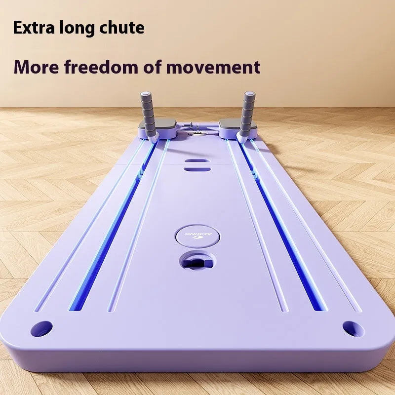 Standard purple multifunctional fitness board with integrated automatic rebound abdominal wheel for home workouts.