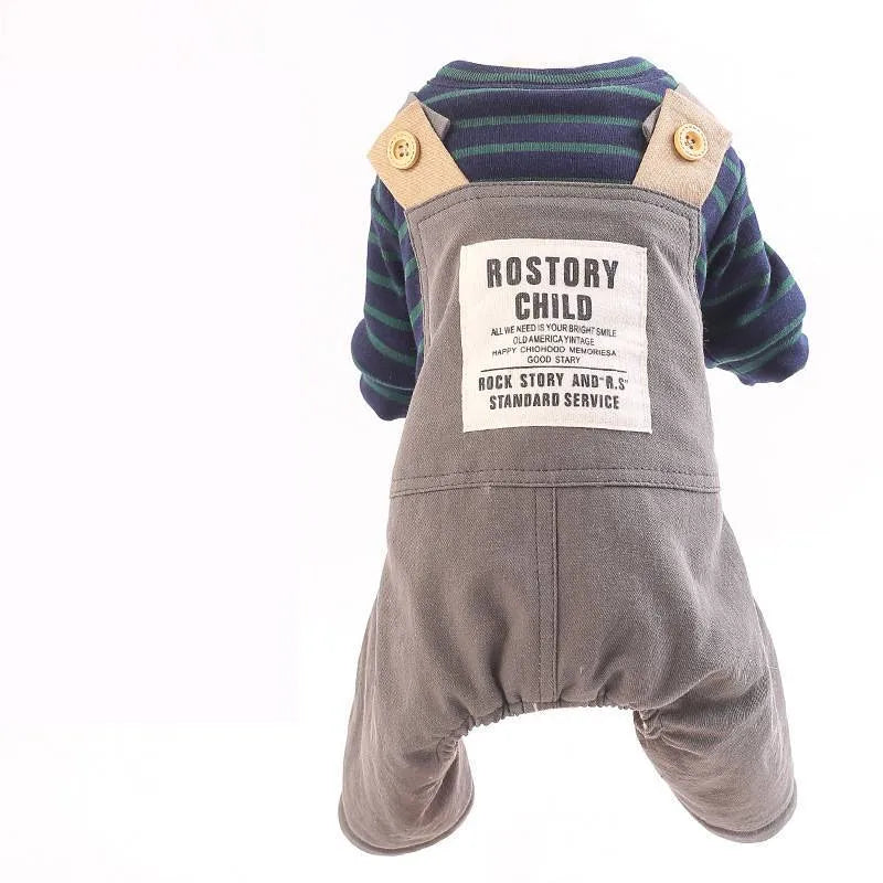 Autumn winter four-leg small dog padded cotton coat in grey loose fit thick lining