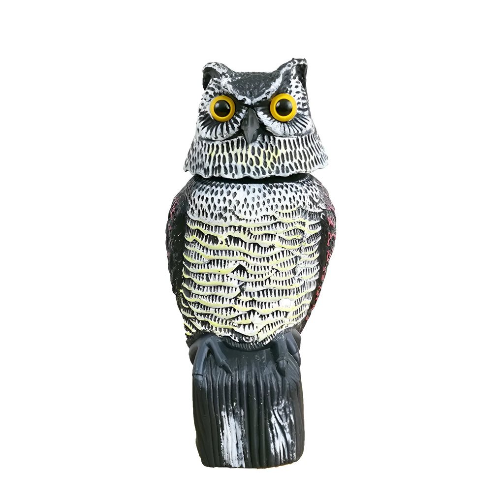 Decorative electric owl with rotating head in pastoral style, 16x15x38.5cm, for outdoor hunting animal model display