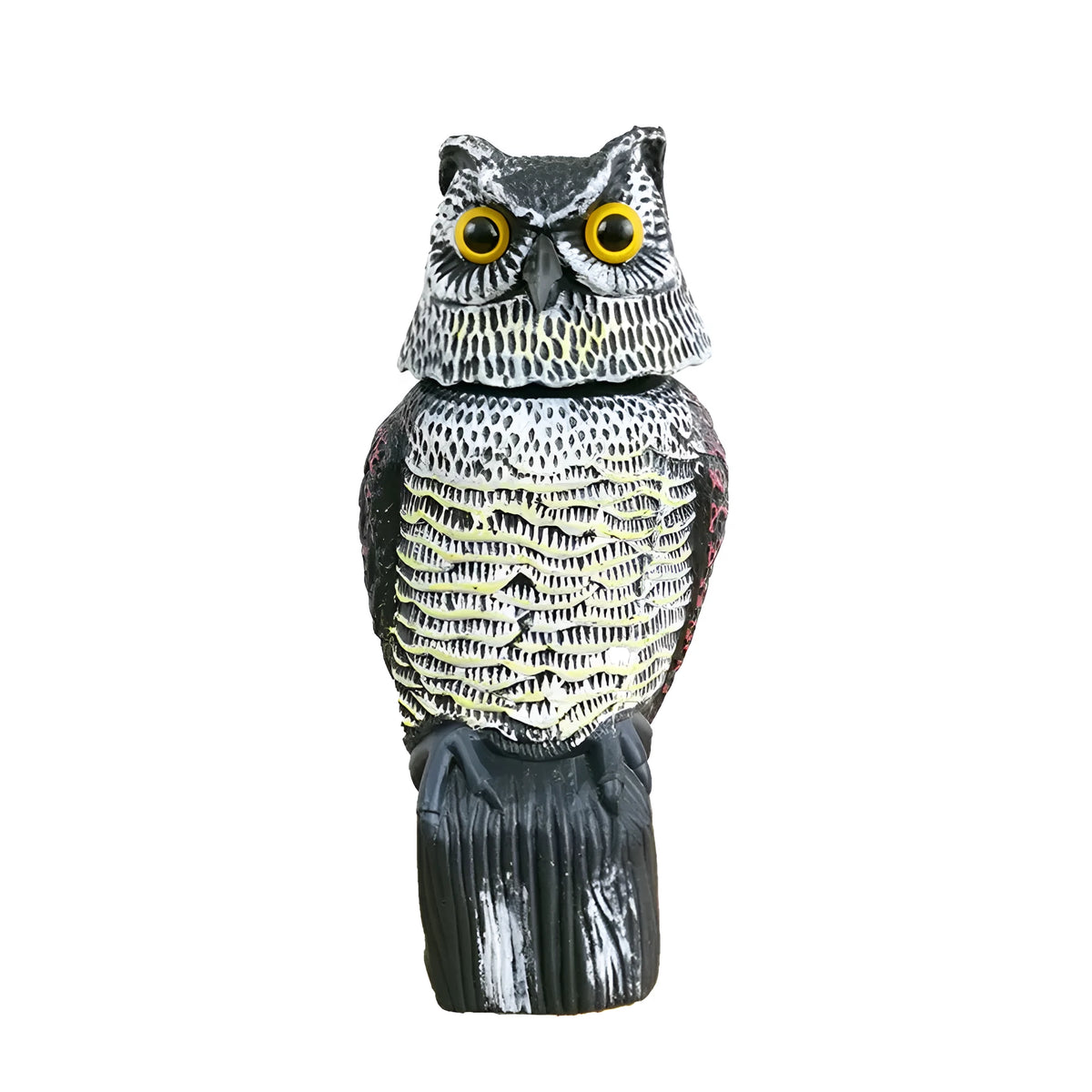 Decorative electric owl with rotating head in pastoral style, 16x15x38.5cm, for outdoor hunting animal model display