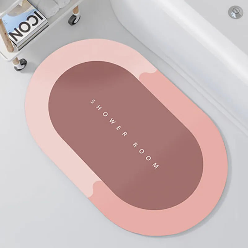 Modern simple diatom mud bathroom floor mat with non-slip rubber backing in Baikal blue colour.