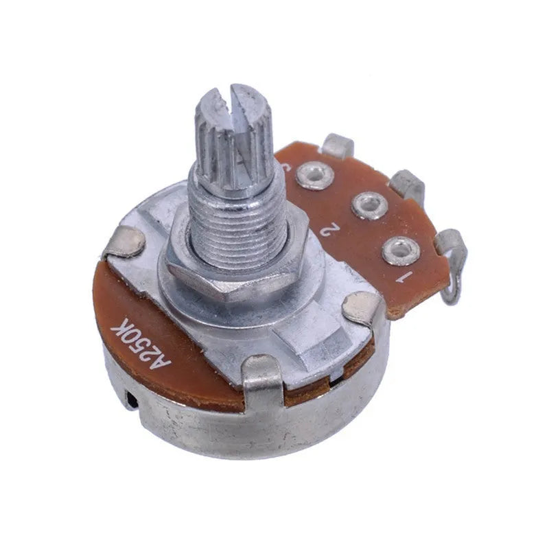 Single brushed aluminium electric guitar knob for 250K or 500K potentiometers on a 6mm shaft