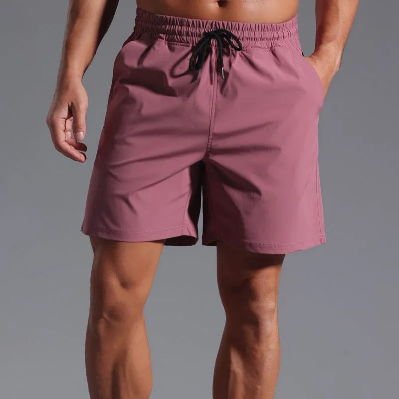 Men's loose casual shorts in four colours with quick-drying polyester fabric and straight-leg style