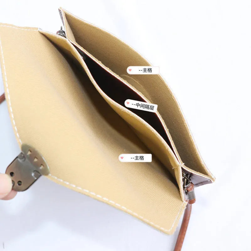 Retro soft surface shoulder messenger bag in cross square shape with flap closure
