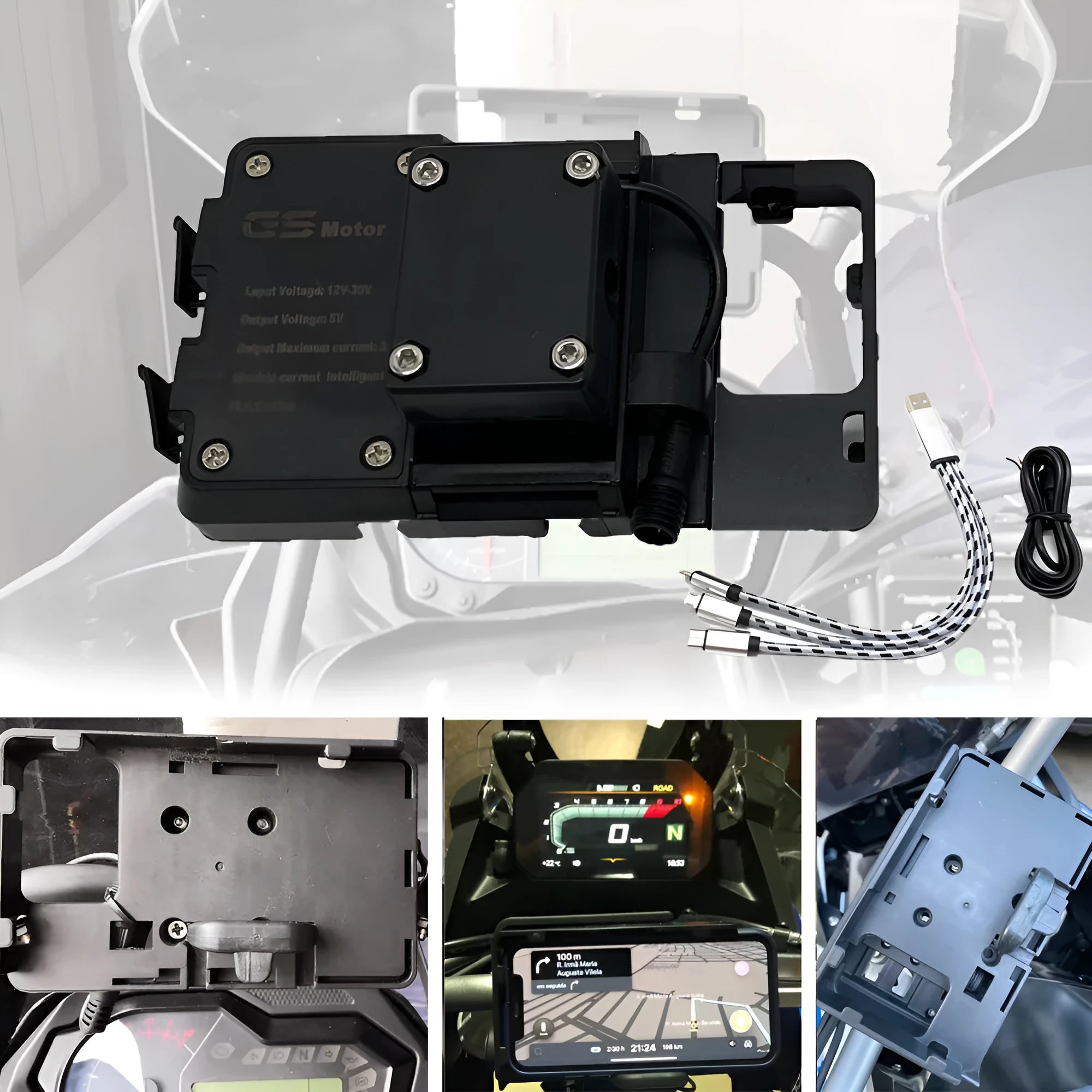 Black ABS plastic motorcycle navigation bracket for BMW R1200GS R1250GS bikes